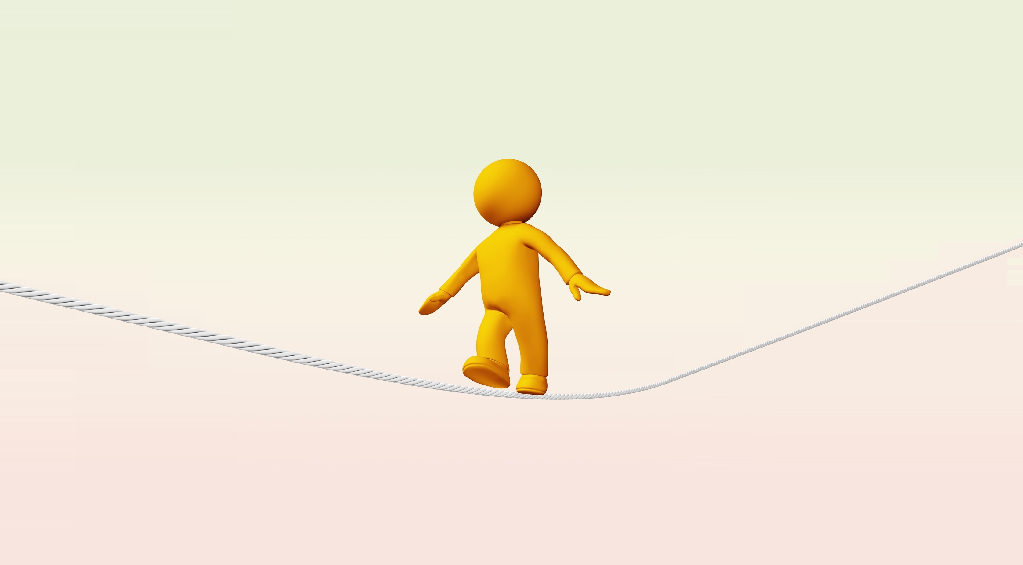 Minimalistische Illustration einer Führungskraft, die auf einem Seil balanciert – Sinnbild für Agile Leadership zwischen Kontrolle und Unsicherheit.