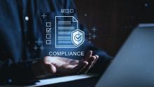 Digital compliance and governance interface visualizing automated regulatory controls, continuous compliance monitoring, and software-driven operational oversight.